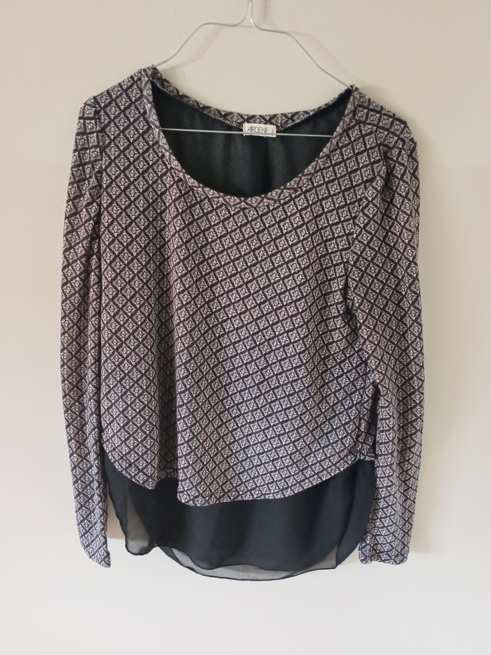 Ardene Black & White Patterned Long Sleeve Top